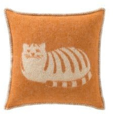 JJ Textile Ginger Cat Cushion Cover 100% Wool - Soft & Cosy With a Reversible Design - Decorative Square Throw Cushion Covers for Bed, Sofa & Home Decor - 45cm x 45cm