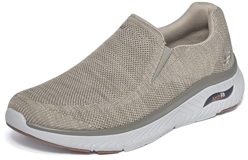 Skechers Arch Fit Crosser Locke - Tenis para Hombre, Malla Gris Pardo, 44 EU