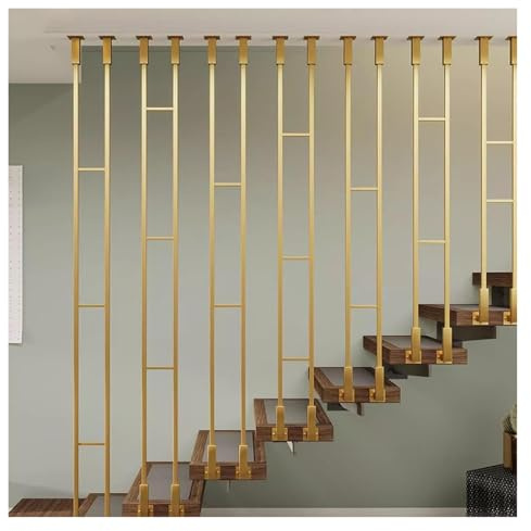 Balaustre per scale Balaustre Per Scale Interne Nero Oro Bianco, Montanti Della Balaustra A Forma Di L, Fusi In Metallo, Colonne Moderne Del Parapetto Della Soffitta A Due File Di Pali, Altezza 1ft-7.