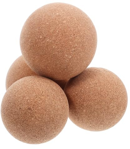 WRITWAA 4 Stück Kork Massagebälle Natürliche Faszien-Therapie Tragbare Triggerpunkt-Massagekugeln für Fuß Ganzkörper-Deep-Tissue-Massage bei Yoga und Krankengymnastik