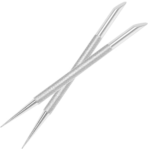 Healifty Empujador de Cutículas Metálico de Acero Inoxidable 2 Piezas Raspador de Uñas para Manicura y Pedicura Herramienta Empujadora para Decoración y Cuidado de Uñas