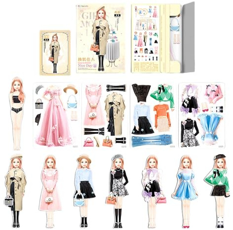 Magnetische Anziehpuppen – buntes Papierfiguren-Set, kreatives Rollenspiel-Set, fantasievolles Outfit-Matching-Spiel, wiederverwendbares Aktivitätsbrett | Magnetische Kleidungs-Puzzleteile, kreatives