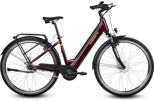 SAXONETTE E Bike mit Rücktrittbremse und nabenschaltung, Ebike Damen 28 Zoll mit 36V 13Ah BMS Akku, 7 Gang Elektro Fahrrad Erwachsene mit Federgabel, Pedelec mit Gepäckträger für Damen und Herren