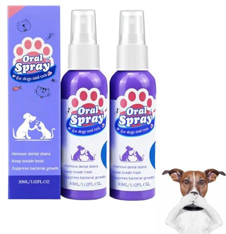 GUSHE 2 Stück Zahnreinigungsspray für Haustiere, Hunde Atemerfrischer, Zahnpflege Hundespray, Zahnreinigungsspray für Hunde & Katzen, Hundezahnpflegespray für gegen Mundgeruch & Zahnstein, 30ML