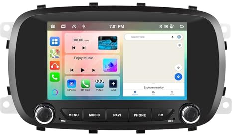 Android 15 Car Stereo,for Fiat 500X 2014-2020 7'' IPS Touch Screen Car Radio with Wireless Carplay/Android Auto,GPS, WiFi, Bluetooth，Support OBD2/DVR(A2 2G+32G)