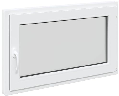 Källarfönster RISOR vit 100 x 60 cm PVC och glas, modern källarfönsterdesign, hållbar PVC-glaskonstruktion, energieffektiv, värmeisolering, ljudisolering, roterande funktion