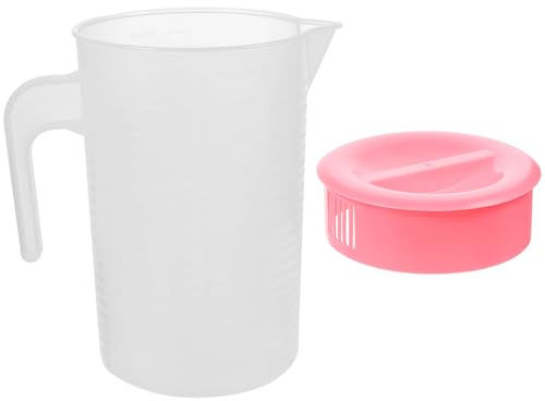 ROMISBABA Jarra de Agua Rosa de 2000ml Tapa y Asa Portátil de Pp para Té y Agua Fría en Fiestas y Reuniones en Casa