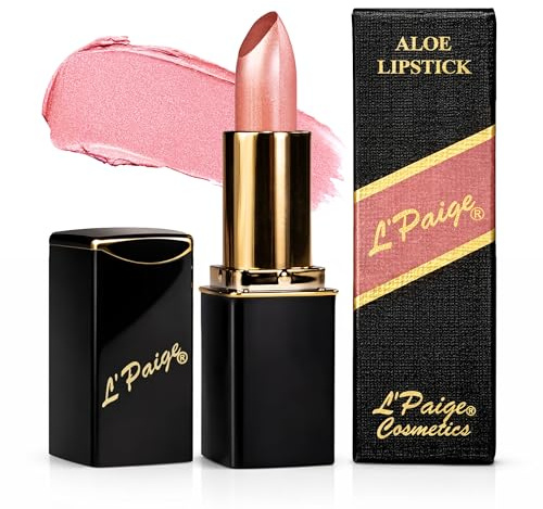 L'Paige Designer Lipstick - Rosy Pearl Color with Aloe Vera, Moisturizing and Long-Lasting Formula, Silky Silvery Pink Finish, Hydrating Lip Color for Soft, Smooth Lips, All-Day Wear, Shade L56