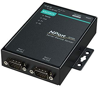 Moxa NPort 5210A - 2 Ports Device Server, 10/100M Ethernet, RS-232, DB9 Male, 15KV ESD, 0.5KV Serial Surge, 12~48VDC, 0~60°C