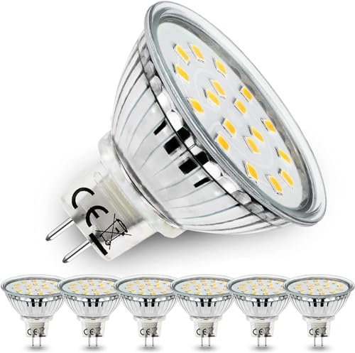Allesgute 6er Set MR16 GU5.3 LED Lampen, 5W GU 5.3 12V Strahler Ersetzt für 45W Halogen Lampe, Neutralweiß 4500K 450lm LED Birne Leuchtmittel AC/DC 12V Spot