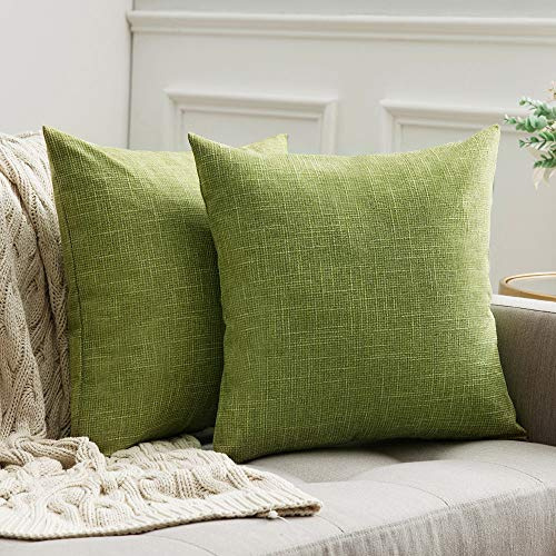 MIULEE Kissenbezüge Kissenhülle Dekokissen Leinen-Optik Dekorative Kissenbezug Sofakissen Couchkissen Deko Kreuz mit Verstecktem Reißverschluss für Sofa Schlafzimmer 2er Set 60x60 cm Grün