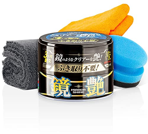 detailmate Soft99 Kit de cire d'étanchéité pour voiture pour vernis foncés – Soft99 Mirror Shine Wax Dark + applicateur éponge de polissage à main + chiffon de polissage en microfibre 550GSM 40x40 cm