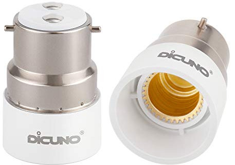 DiCUNO 2-Pack B22 a E14 Socket Converter Socket Adapter Adattatore di base per lampada di alta qualità per lampadine a LED, a incandescenza e lampadine CFL