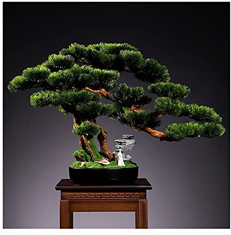 XXXXW Handmade Creative Simulation Welcoming Pine Bonsai Living Room Desktop Green Plants Potted Corridor TV Cabinet Fake Flower Plants Decoration Gifts Fake Plant (Color : A)