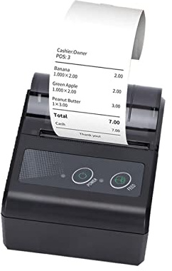 ASHATA Bluetooth-Belegdrucker,50 Bis 80mm/s Tragbarer Thermo-Taschendrucker,Kompakter Kabelloser Mobiler Drucker Thermo-Belegdrucker,Kompatibel für & Android(EU)