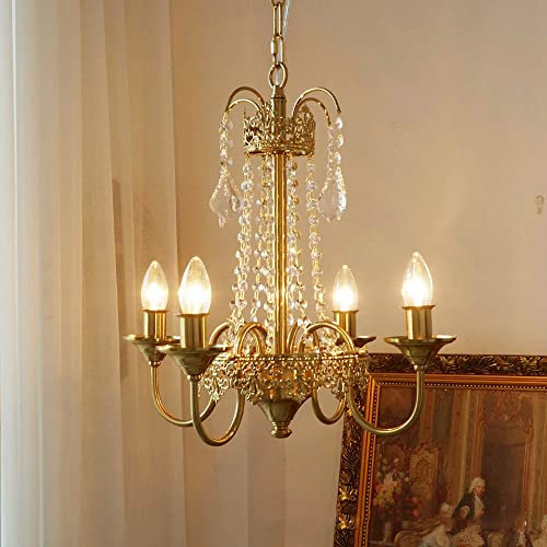 Jadssox Vintage Kristall-Hängeleuchter 4-Licht-Pendelleuchte Deckenleuchte, antike Kronleuchter Elegante Hängelampen E14 Droplight für Esszimmer Schlafzimmer Wohnzimmer