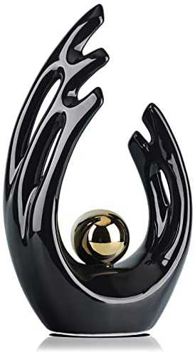 LCCCK 30.5 cm H Schwarze Heimdekor-Akzent, Mitte des Jahrhunderts, Moderne Dekoration, Esstischdekorationen, schwarz, abstrakte Kunst, Bücherregal, dekorative Objekte