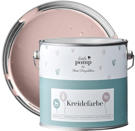 MissPompadour Wandfarbe Kinderzimmer Rosa & Einzigartig 2,5L mit hoher Deckkraft - geruchsneutrale, spritzfreie Kreidefarbe - atmungsaktiv, wasserbasiert, VOC-frei - LittlePomp