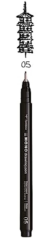 Tombow Fineliner MONO drawing pen, Strichstärke 05 (ca. 0.45 mm), Pigmenttinte, Wasser- und Lichtresistent, für Skizzen, zum Illustrieren und Zeichnen, Schwarz, WS-EFL-H-05