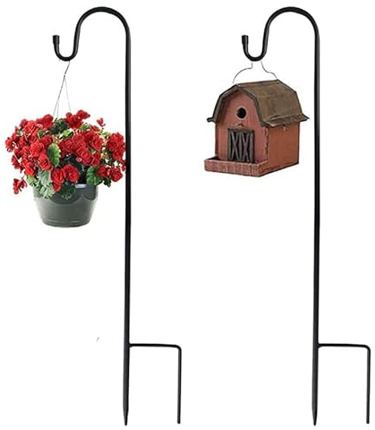 GOVNPJ Lot de 2 Crochet De Berger Jardin 90CM pour l'extérieur Articles Décoratifs Suspendus,Lampes Solaires, Paniers à Plantes, Mangeoires Support pour mangeoires à oiseaux