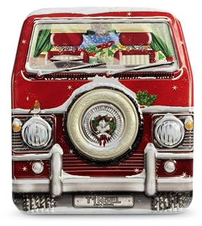 stylebox Blechdose in Form Mini Camper Van Front Xmas Keksdose Deko Box Weihnachts-Kekse Advent Plätzchen Aufbewahrung, Volumen: 350 ml Maße: 11 x 9.5 x 5 cm