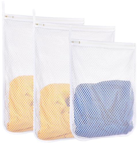 3 pcs Durable Honeycomb Mesh Laundry Bags for Delicates 16 x 19 (2 Large) 12 x 15 (1 Medium)