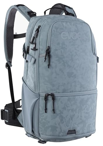 EVOC STAGE CAPTURE 16 Fotorucksack, steel | Backpack, Wanderrucksack mit Fototasche, aufklappbares Kamerafach, Luftzirkulation am Rücken, optimale Kameratasche