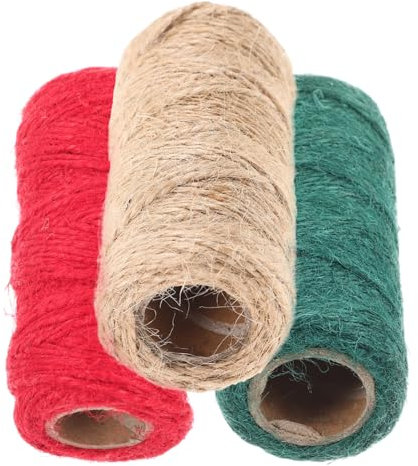 EXCEART 3 Spago Di Natale Spago Da Imballaggio Spago Rosso e Bianco Spago Festivo Corda Di Spago Corda Di Tela Cordone Di Natale Corda Di Natale Iuta All'aperto Corda Di