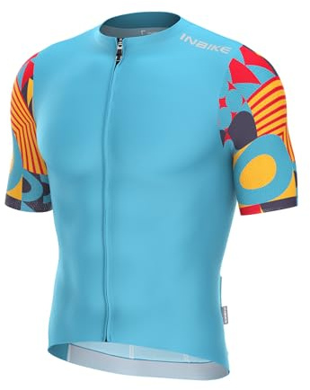 INBIKE Radtrikot Herren Kurzarm Fahrrad Trikot Trägerhose Bunte Muster Sommer Fahrradbekleidung JY008