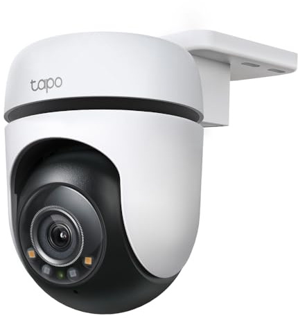 TP-Link Tapo panora/luta utomhus säkerhet WiFi-kamera, 2K, nattvision i full färg, 360°, IP65, smart AI-detektion, ljud och ljuslarm, upp till 512 GB, SD-kortplats, ingen hubb krävs (TC41)