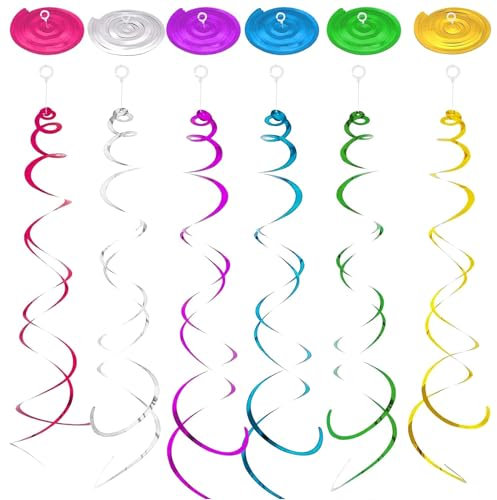 Filanti a Spirale,48 pezzi Hanging Swirl Decoration Spiral Swirl Streamers Decorazioni a Spirale,Decorazioni Pendenti a Spirale,Adatto a tutti i tipi di Festival e Feste(8 colori)
