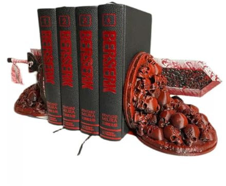 Yingbei Buchstützen mit Berserker-Statue, Kunstharz, Drachen-Buchstützen, fein geschnitzter Buchhalter, rutschfest, geeignet zum Lesen, Tischdekoration, Fantasie