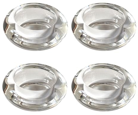 Set of 4 Clear Glass Tealight Holders, Various Shapes, Suitable for 4cm Diametre Tealights Candles (Round)