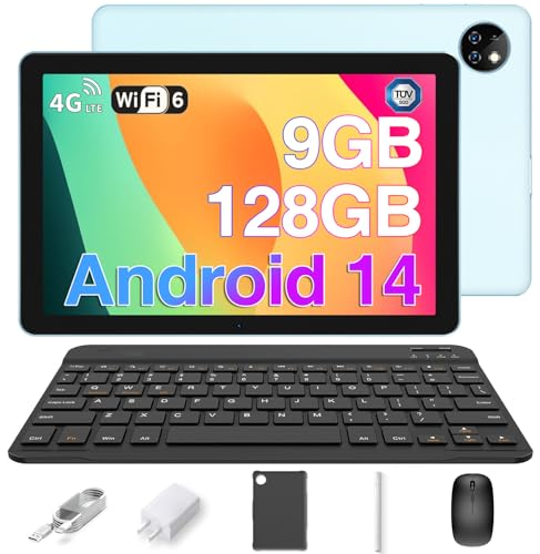 DOOGEE T10W Tablet 10 Zoll mit Tastatur, Android 14, 9 GB RAM+128 GB ROM/1 TB Erweiterung, HD Touchscreen, 8000 mAh | Widevine L1 | WiFi | GPS | BT 5.0 | LTE | OTG, mit Stift