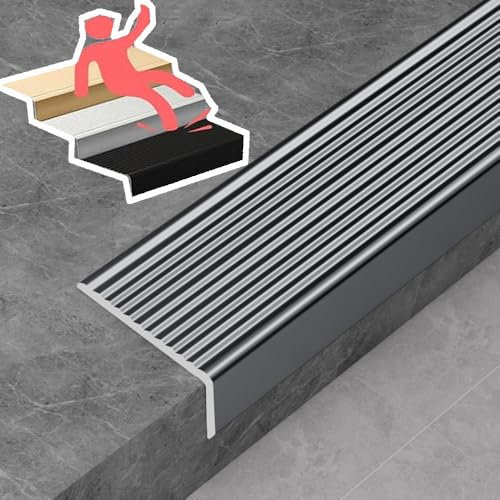 ZYXQQJ Treppenkantenprofil 10 cm Breit Treppenkantenschutz Treppenkante 90CM Stufenkantenprofil Treppenwinkel Winkelprofil Schwarz Weiß Gold Grau(Iron Grey,50 * 20mm)