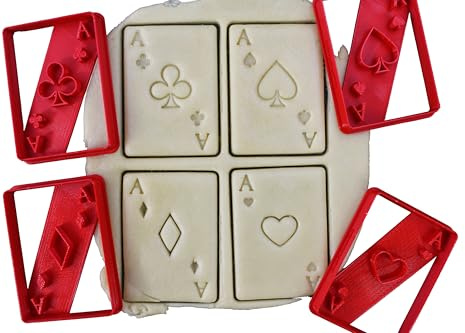3DKOUPE - Lot de 4 - As de Pique, Trèfle, Carreau et Coeur - Pâtisserie créative