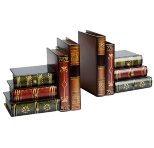 Vobumix Vintage-buchstützen Aus Holz, Dekoratives Regal, Buchstützen, Falsche Moderne Statue, Bücherregal, Ordentliche Buchstützen, Buchstopper Für Büro, Bibliothek