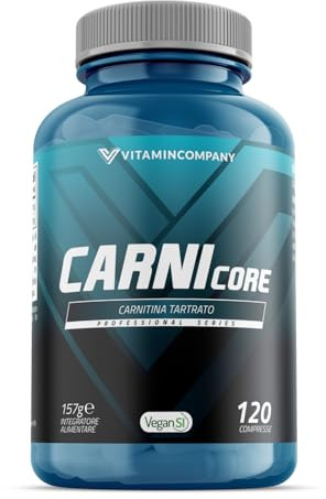 VitaminCompany - Carni Core - Integratore Alimentare di Carnitina, Supporta il Metabolismo degli Acidi Grassi, 1000mg per Compressa, 120 Compresse
