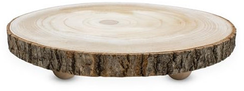 Spetebo Tabouret de fleurs en bois avec écorce - Diamètre : 25 cm - Assiette décorative ronde naturelle sur 3 pieds - Assiette décorative en bois - Assiette décorative pour plantes
