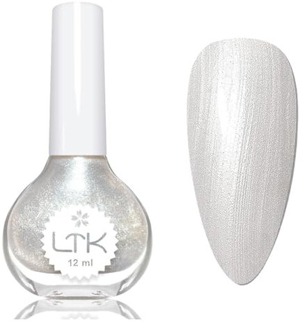 Nagellack Weiß Pearl, Weiß Pearlescent Nagellack Schimmer, Shine Nail Polish Langanhaltender Schnelltrocknender, Wasserbasierte Ohne UV Lampe für Anfänger DIY Nail Art, 12ML