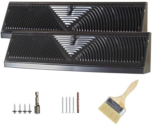 JUYO VONSAN 18 inch Baseboard Register Vent Cover Grill Black Floor Wall Baseboard Diffuser Corner Steel Vent Cover for Home Floor Wall (2)