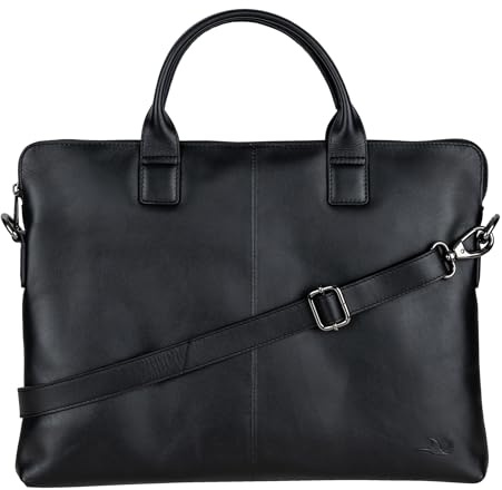MANTA Echtleder Laptoptasche 14-Zoll oder 16-Zoll, Aktentasche handgearbeitet, Notebooktasche aus Leder, Edle Businesstasche, Stilvolle Umhängetasche, Dokumententasche, Schultertasche, Laptop-Sleeve