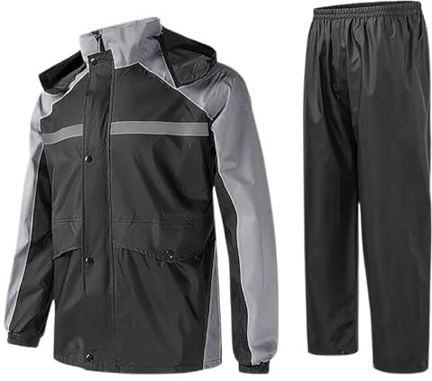 WAZHAKU Regenkombi Motorrad Herren 2 teilig Regenmantel und Hose für Herren Wasserdichte Regenjacke und Hose Profi Regenkleidung Regenanzug Angelbekleidung