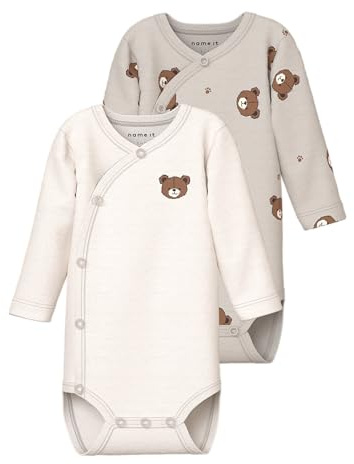 Namn IT unisex Nbnbody 2P Ls Wrap Bear Noos, Pumice Stone, Numeric_50 (2-pack), Pimpsten, numeric_50