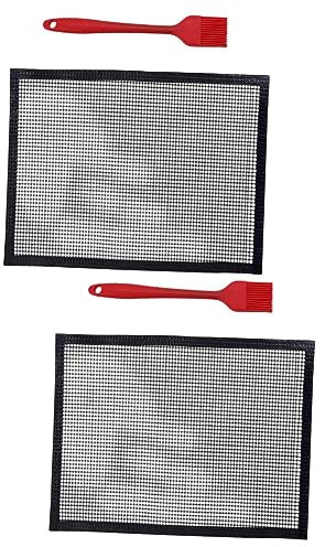 Toyvian 2 Pièces maille grillée filet cuisson tapis grillagé pour barbecue revêtements de gril non grillage réutilisable tapis en maille antiadhésif fibres de verre Noir