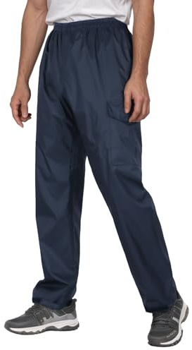 Ynport Crefreak Men's Waterproof Over Trousers - Windproof Lightweight Thick Outdoor Rain Trousers for Hiking, Golf, Fishing, Cycling, Blue, XXL