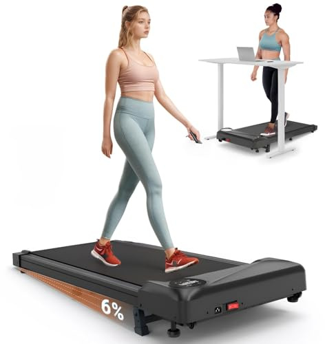 THERUN Walking Pad mit 6% Steigung, 2-in-1 Laufband | leiser 2,75 PS Motor, 6 km/h Fernbedienung, LED-Panel, für Zuhause & Büro