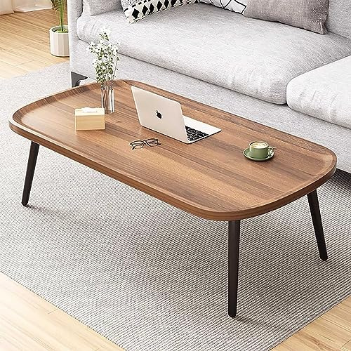 KRXSOBNV, Mesa de Centro de Nogal de Mediados de Siglo - Mesa de Centro rústica Ovalada con Patas de Hierro duraderas for Sala de Estar Muebles clásicos for Dormitorio,Mesas de Centro(120cm/47.2)