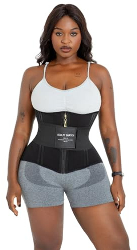 Sculpt Snatch 2-in-1 Double Compression waist trainer for women Adjustable 3-Row Hooks waist cincher corset tummy control belt workout belt Firm Support faja Postpartum Shapewear(Black,2XL)