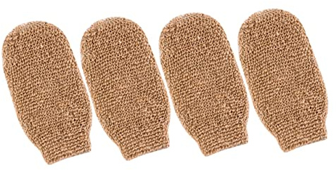 MOTHNUR 4pcs Exfoliating Gloves Back Scrubbers Comfortable Bathing Gloves with Linen Toweling Fabric Portable Massage for Camping Trips and Hotel Stays